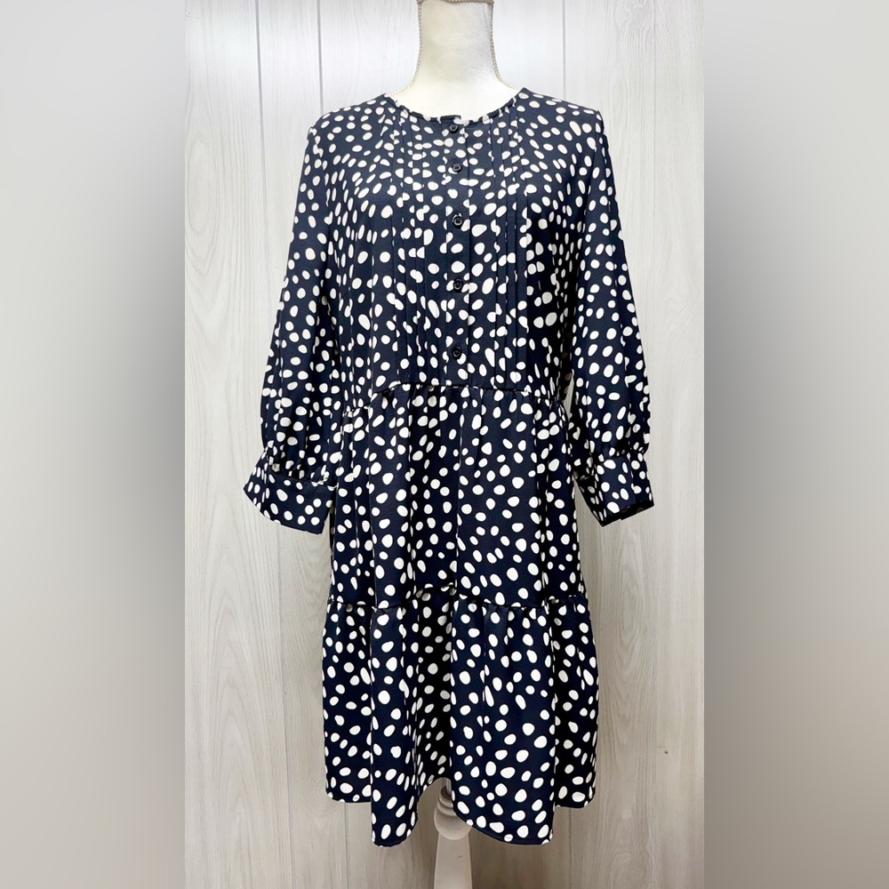 Who What Wear Pleated Polkadot Baby Doll Dress Size Large